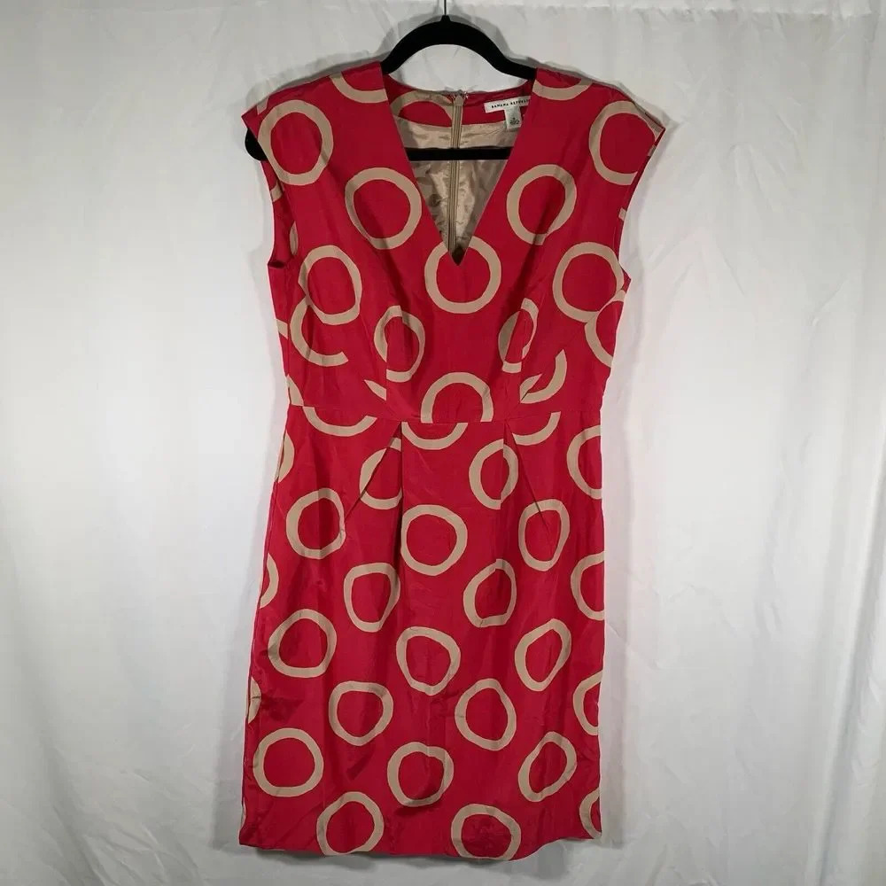 Banana Republic Mini Dress Women's 6 Pink Silk Blend V-neck Sleeveless
